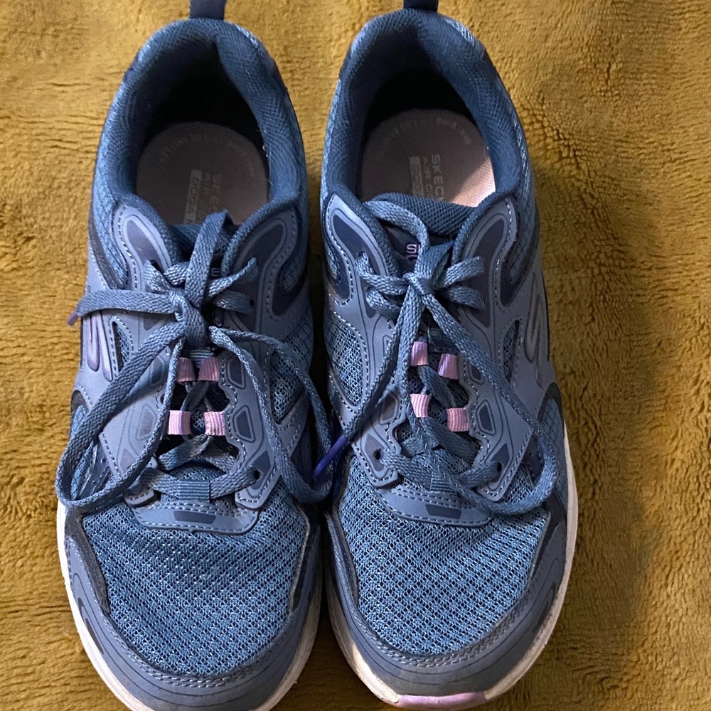 Skechers blue/ gray air cooled goga mat sneaker shoes